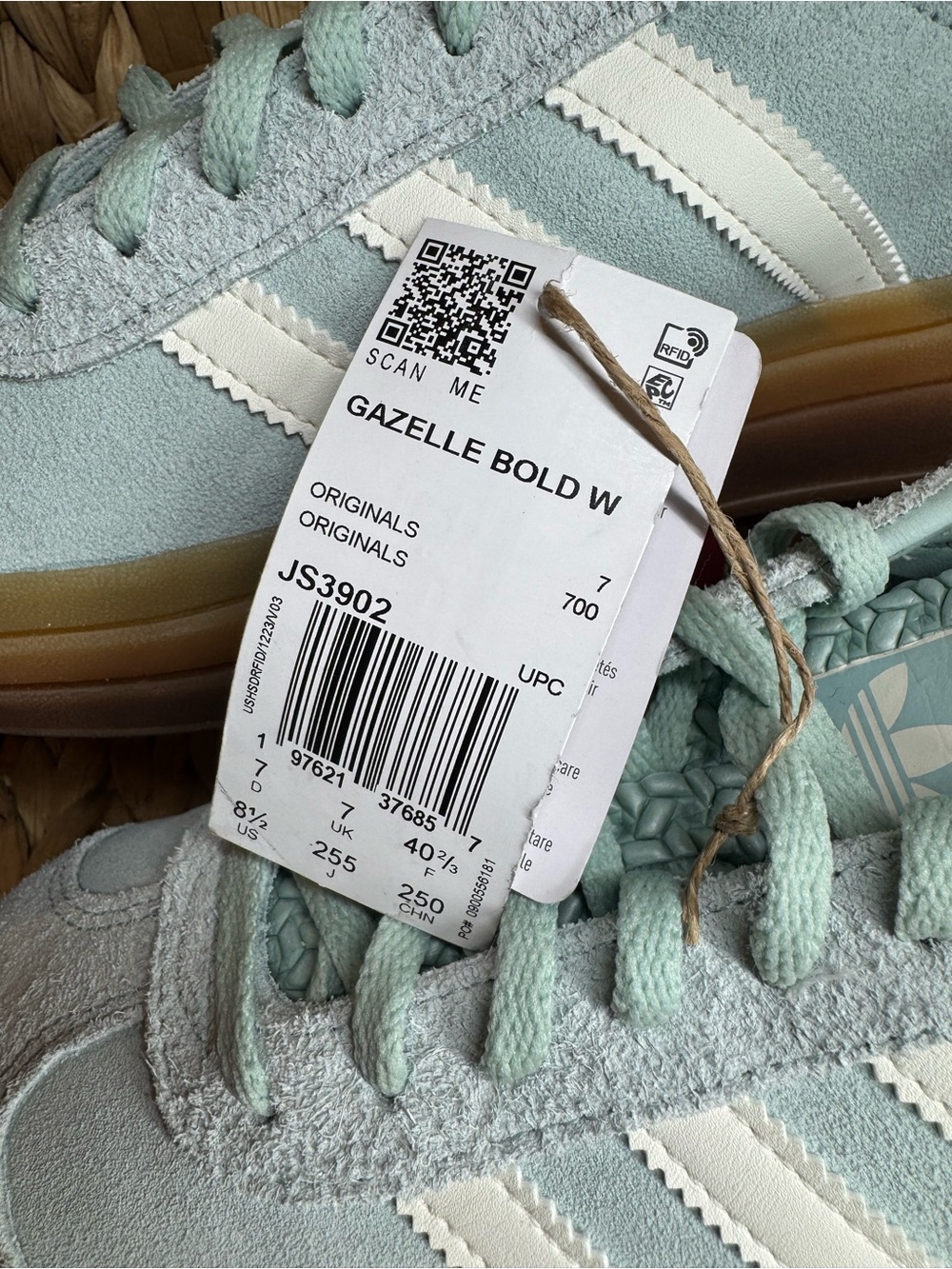Adidas Gazelle Platform Sneakers - Mint Green with White accents and Gum Sole - Picture 5 of 10